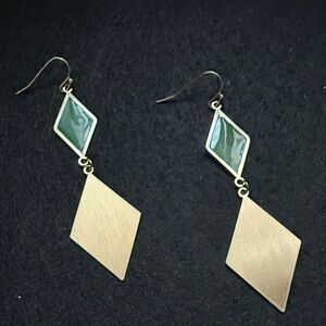 Chic Gold and Green Geometric Earrings